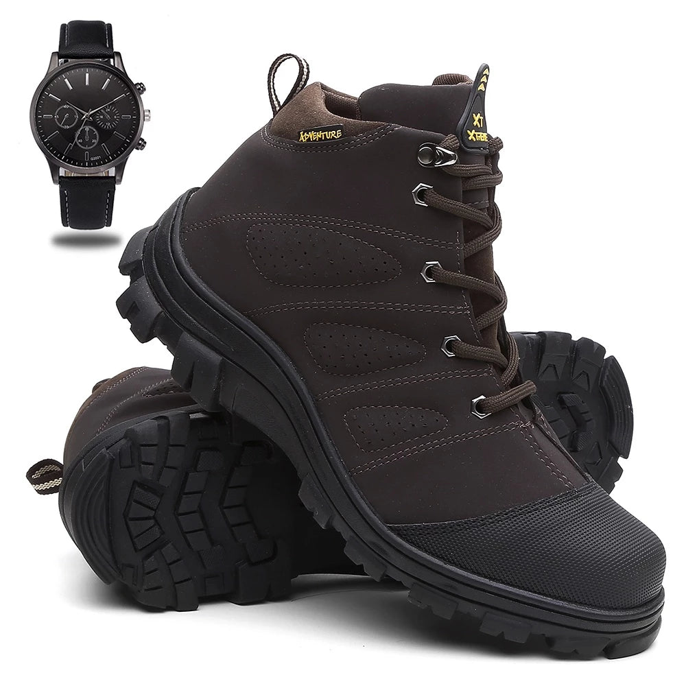 Coturno Masculino Adventure Bota Trilha + Relógio De Ponteiro