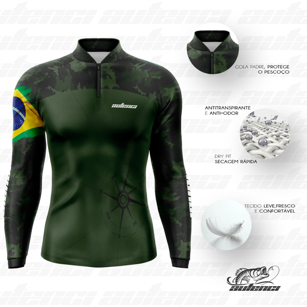 Camisa Pesca Camuflada Tecido Termico Leve Confortável Antimosquito Proteção Solar50+