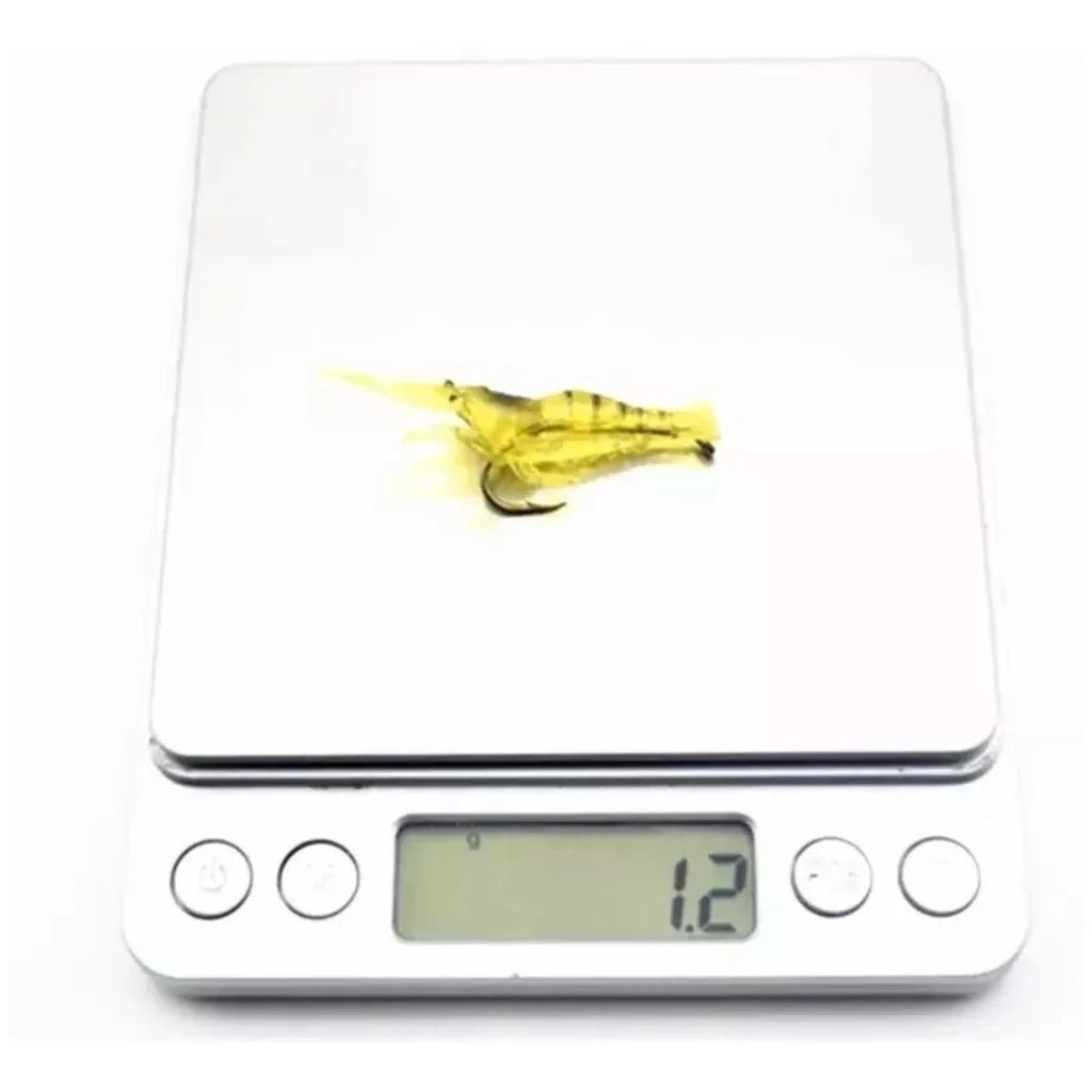 Kit Com 10 Iscas Artificiais Camarão Aromatizado De Silicone Com Anzol de 4 cms e 1,2 gramas Tucunaré Traíra Curvina Robalo mar Rio