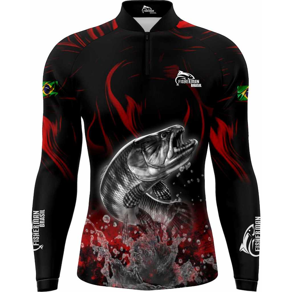 CAMISA CAMISETA BLUSA DE PESCA COM PROTEÇAO UV50+ TRAÍRA