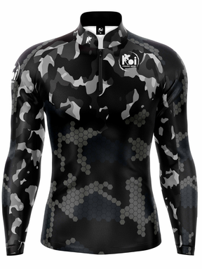 Camiseta Camisa Blusa Pesca Camuflada Black Com Proteção Uv50+