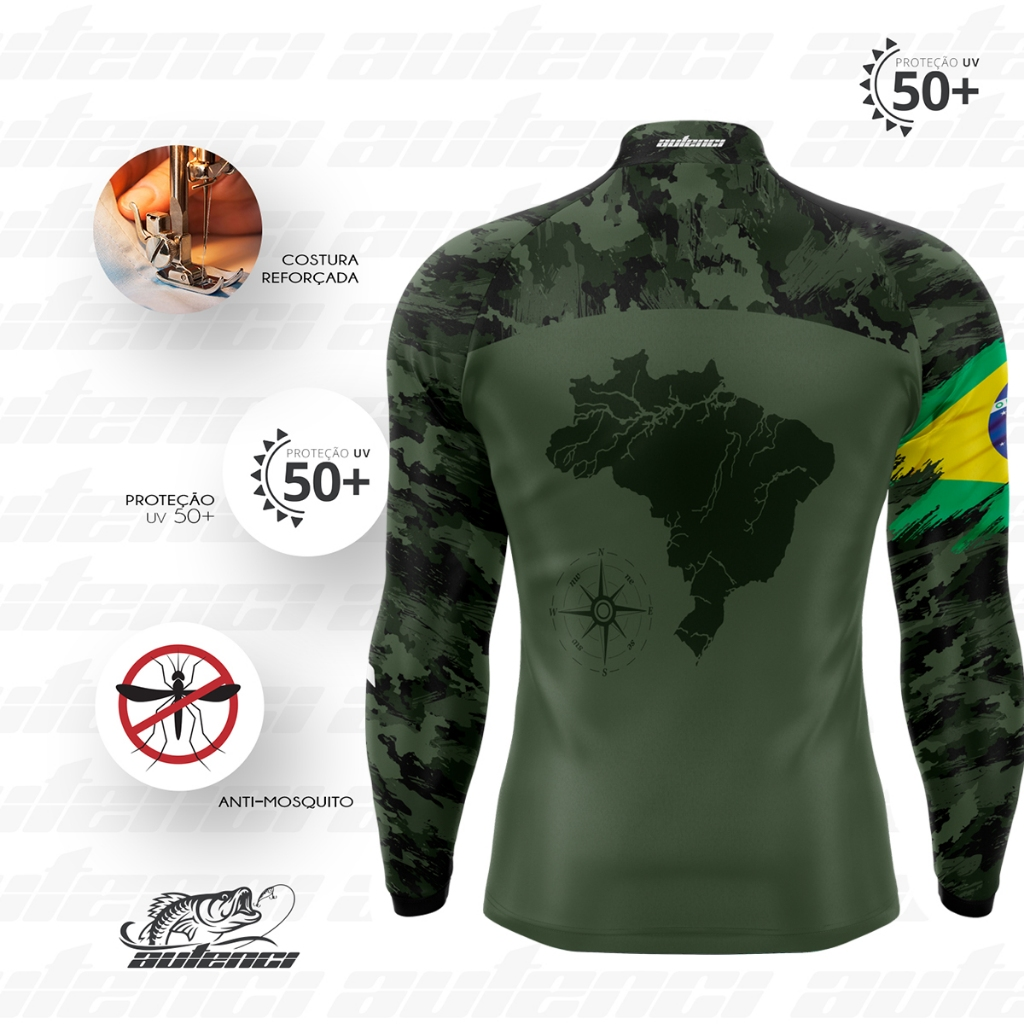 Camisa Pesca Camuflada Tecido Termico Leve Confortável Antimosquito Proteção Solar50+