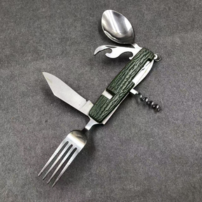 Kit Mini Talheres Dobráveis Camping Faca Garfo Colher Canivete