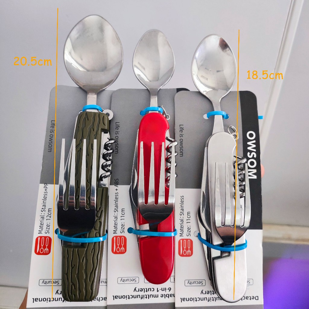 Kit Mini Talheres Dobráveis Camping Faca Garfo Colher Canivete