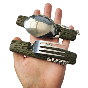 Kit Mini Talheres Dobráveis Camping Faca Garfo Colher Canivete