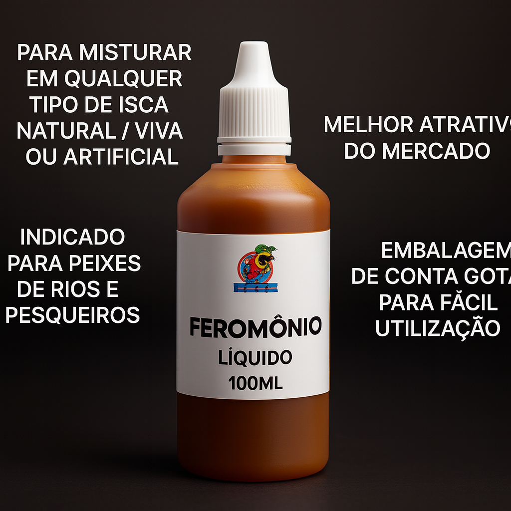 Atrativo Feromonio Para peixe Liquido 100ml para Pesca Artificiais Naturais Massas Infalível