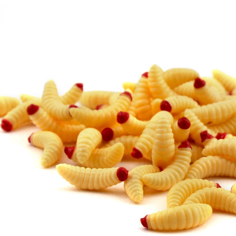 10pcs Iscas Macias De Pesca 2cm/0.4g Com Anzol De Minhocas Plásticas Camarão