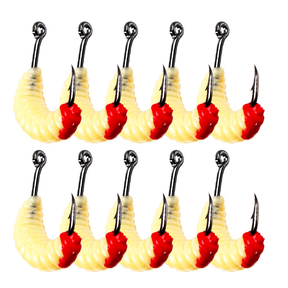 Kit 10 Iscas Macias de Minhoca Plástica com Anzol - Compre 5 Leve 10