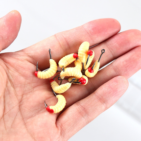 10pcs Iscas Macias De Pesca 2cm/0.4g Com Anzol De Minhocas Plásticas Camarão